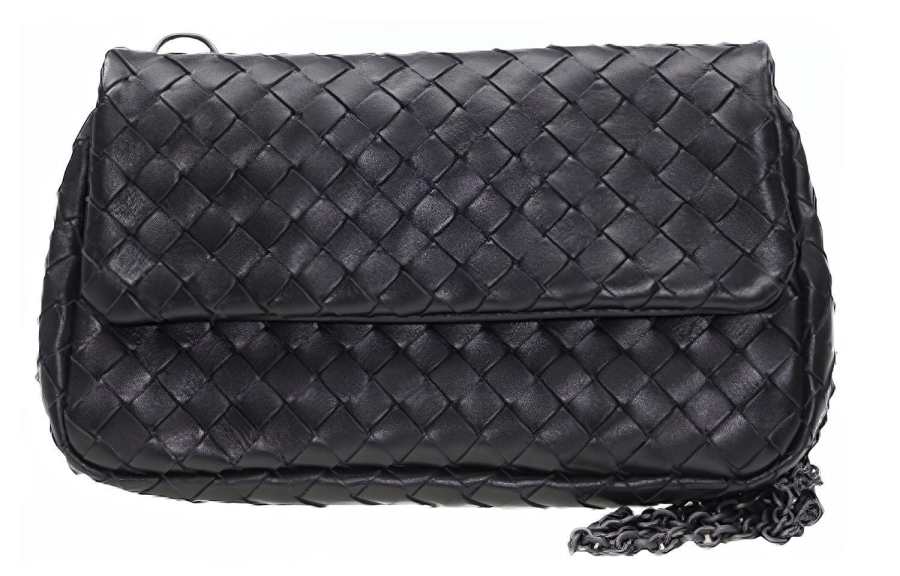 Bottega Veneta Woven Sheepskin Messenger Bag, Crossbody Bag, Shoulder Bag Women's Black