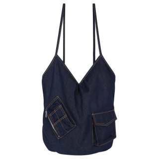 WE11DONE Denim One Shoulder Handbag Women's Marine Blue