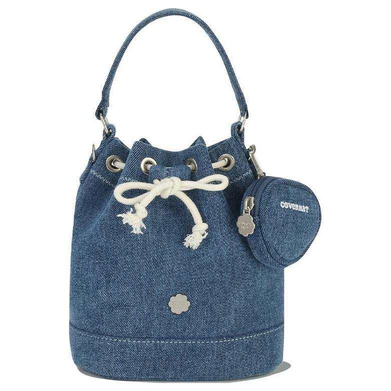 COVERNAT Cotton Bucket Bag Handbag Regular Women's Denim Blue