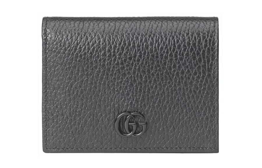 GUCCI GG Marmont Leather Card Holder, Wallet Women's Black