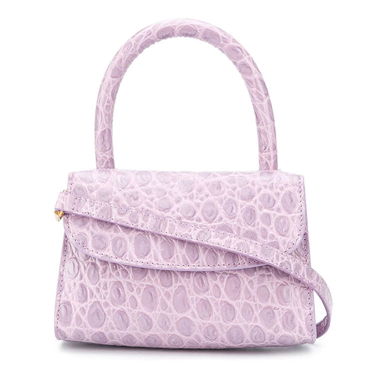 By Far Croco Cow Leather Shoulder Bag, Crossbody Bag, Handbag Mini Women's Lilac Purple