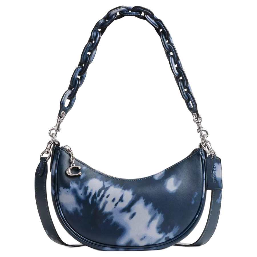 COACH Mira Smooth Leather Handbag, Shoulder Bag Medium Women's Light Antique Nickel & Night Marine Blue