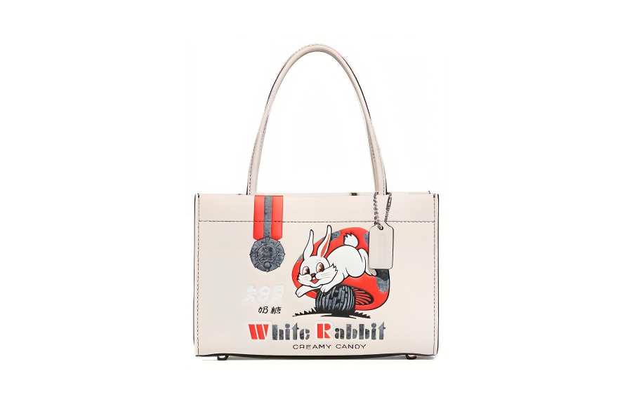 COACH Baymax Rabbit, Collaboration Cashin Cow Leather Handbag Small Women's White