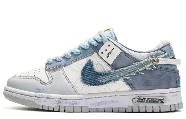 Nike Nike Dunk Freedom Panda, Barlo Blue And White Abrasion Resistant Slip Resistant Low top Skateboard Shoes GS Blue White