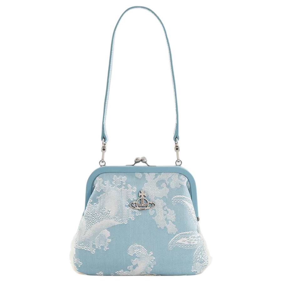 Vivienne Westwood Cotton Jacquard One Shoulder Crossbody Clutch Women's Blue Coral