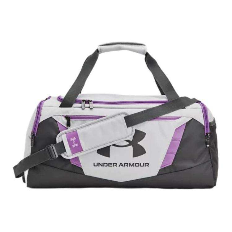 Under Armour Polyester Travel Bag Gym Bag Small Unisex Halo Gray & Provence Purple