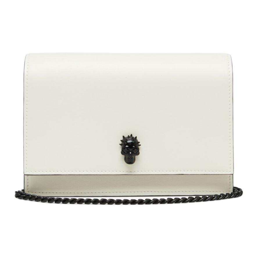 Alexander McQueen Skull Smooth Calfskin Shoulder Bag, Crossbody Bag Small Women's Ivory