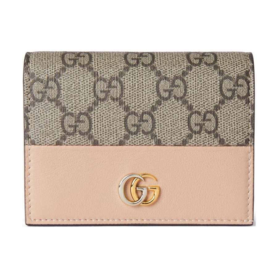 GUCCI GG Marmont Canvas With Leather Card Holder Women's Ebony