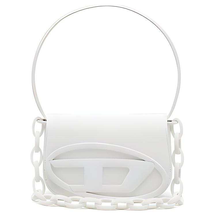 DIESEL Calfskin Portable Crossbody Bag, Shoulder Bag Women's White