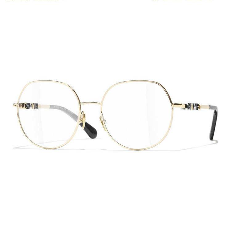 CHANEL Metal Irregular Shape Eyeglass Frames Women's Gold