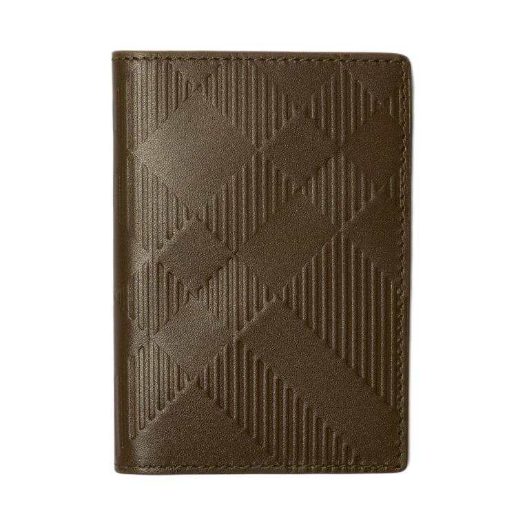Burberry Calfskin Card Holder Unisex Army Green