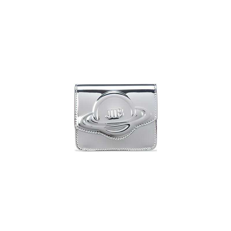 JELLYTOYBOY Pu Planet Card Holder, Coin Purse Regular Unisex Silver/Black