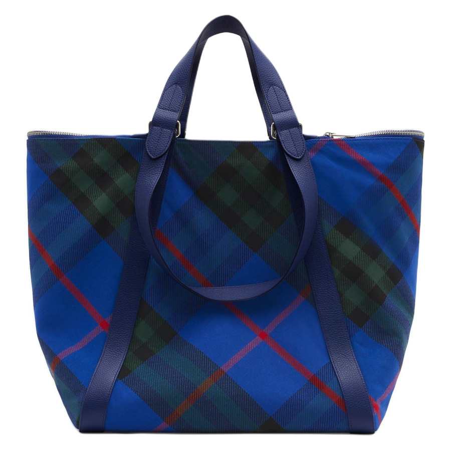 Burberry Shield Polyester With Cotton Tote Bag, Shopping Bag, Handbag Medium Women's Knight Blue