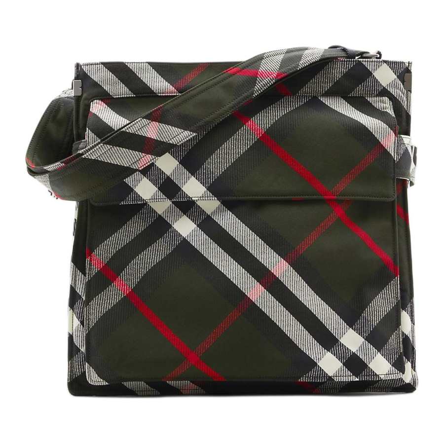 Burberry Cotton With Polyester One Shoulder Handbag Medium Unisex Dark Green