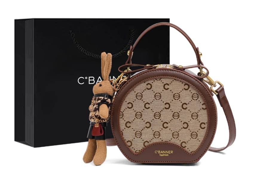 C°BANNER Fabric Small Round Bag, Shoulder Bag, Crossbody Bag, Handbag Regular Women's Coffee
