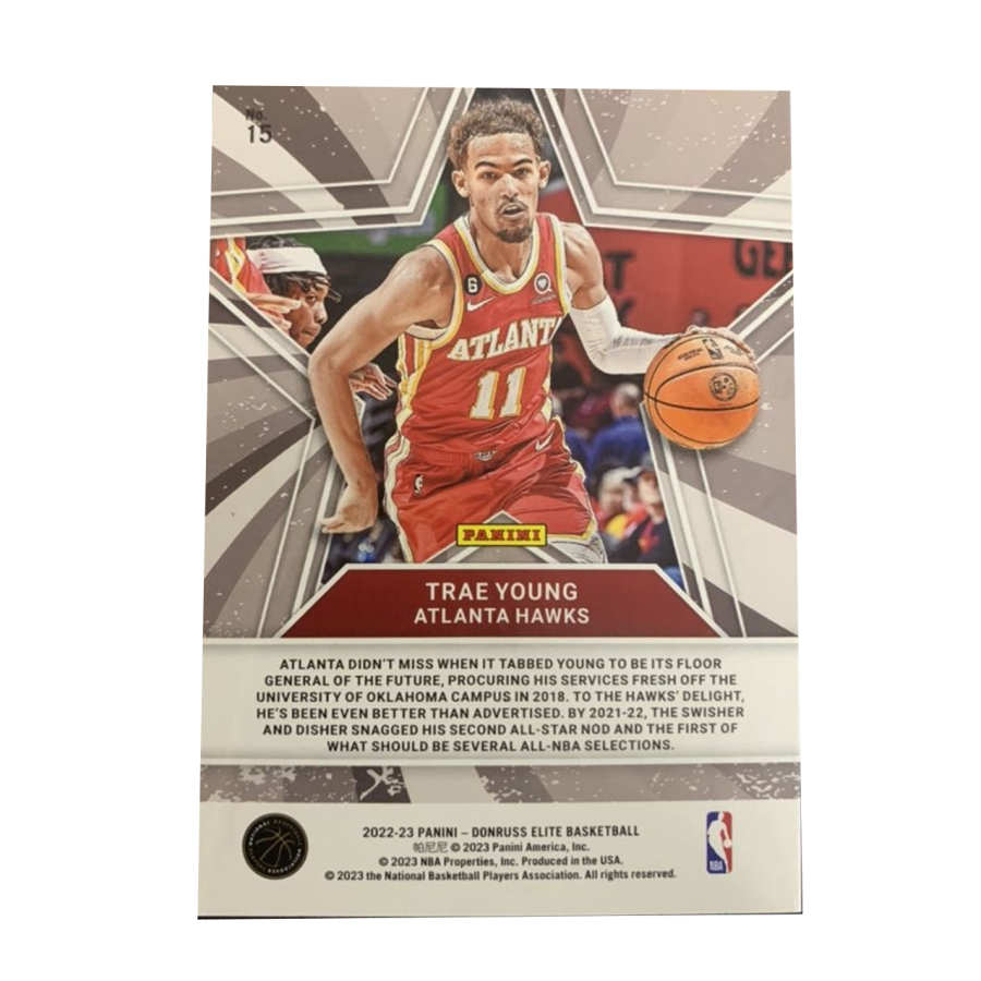 PANINI Trae Young 2022 23 Elite, Hawks, Teca, Player Card, Card Product Access Sports Cards 1 Pc