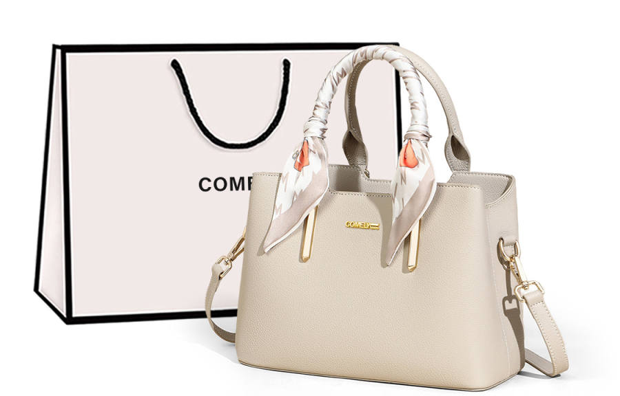 COMELY Cow Leather Handbag Regular Women's Ecru