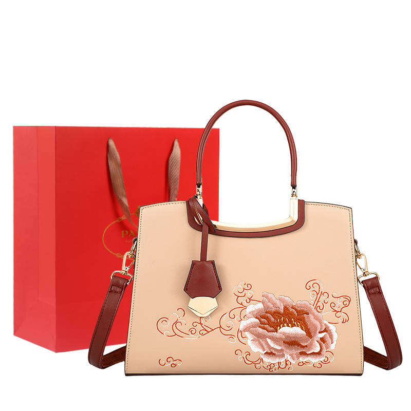 PAYOT Microfiber Synthetic Leather Wedding Bag, Portable, One Shoulder, Crossbody Bag Regular Women's Apricot/Dark Red