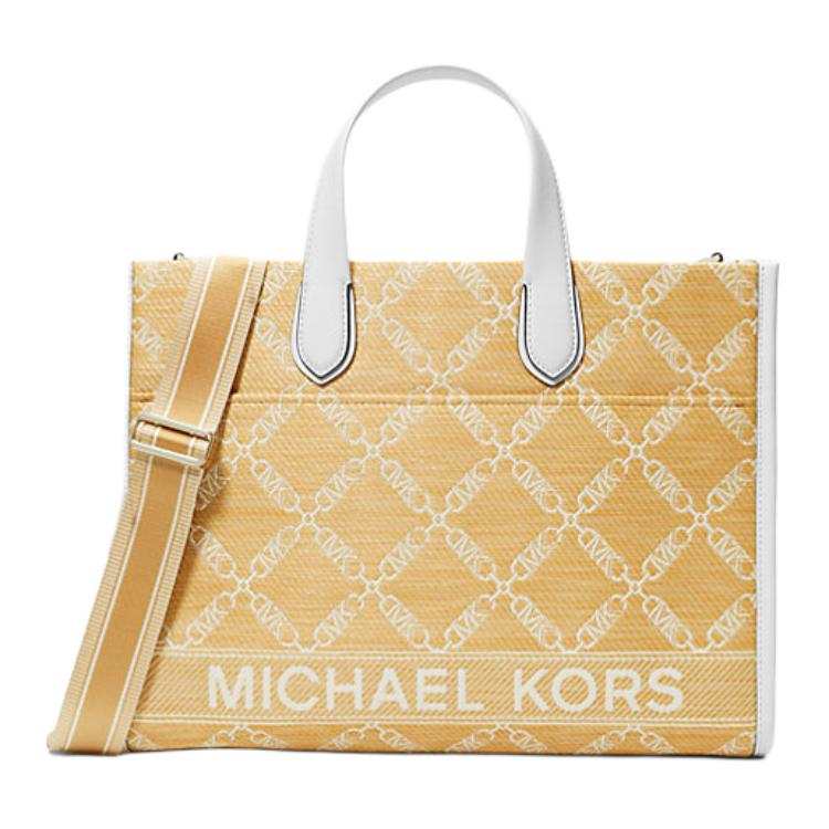 MICHAEL KORS Polyethylene With Polyester With Straw Tote Bag, Shopping Bag, Handbag Large Women's Beige