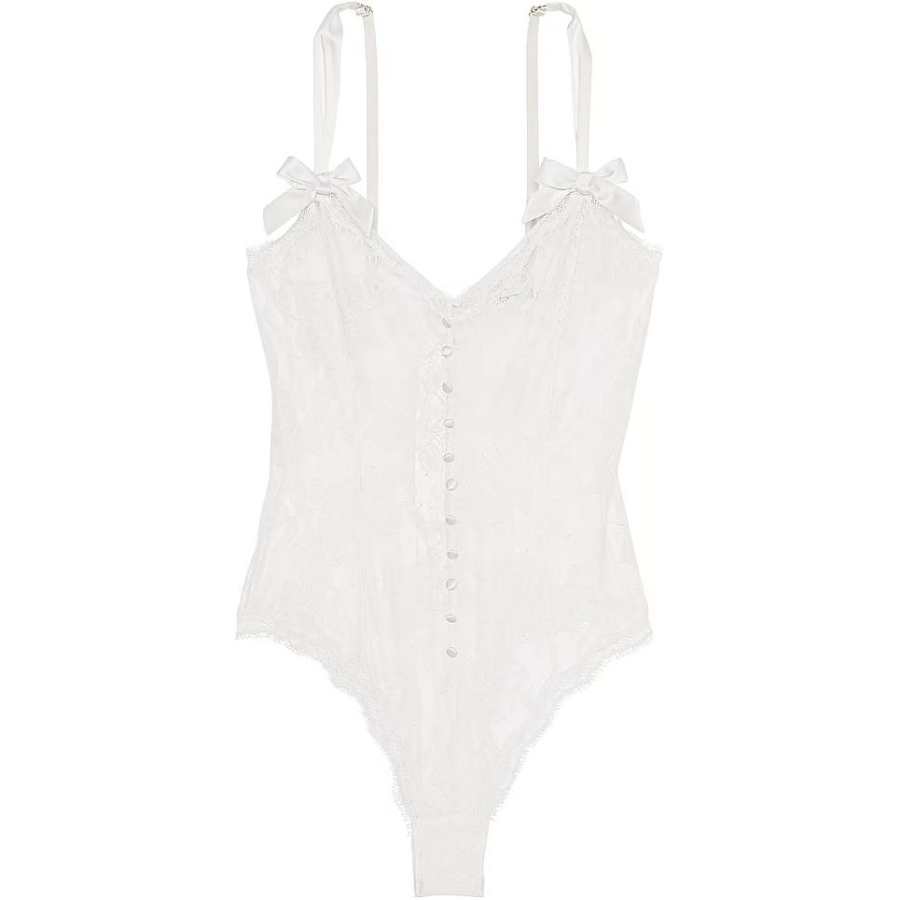 Victoria's Secret VERY SEXY/VS Archives Rose Lace TriangleTeddy/CW Jumpsuit Women's Coconut White