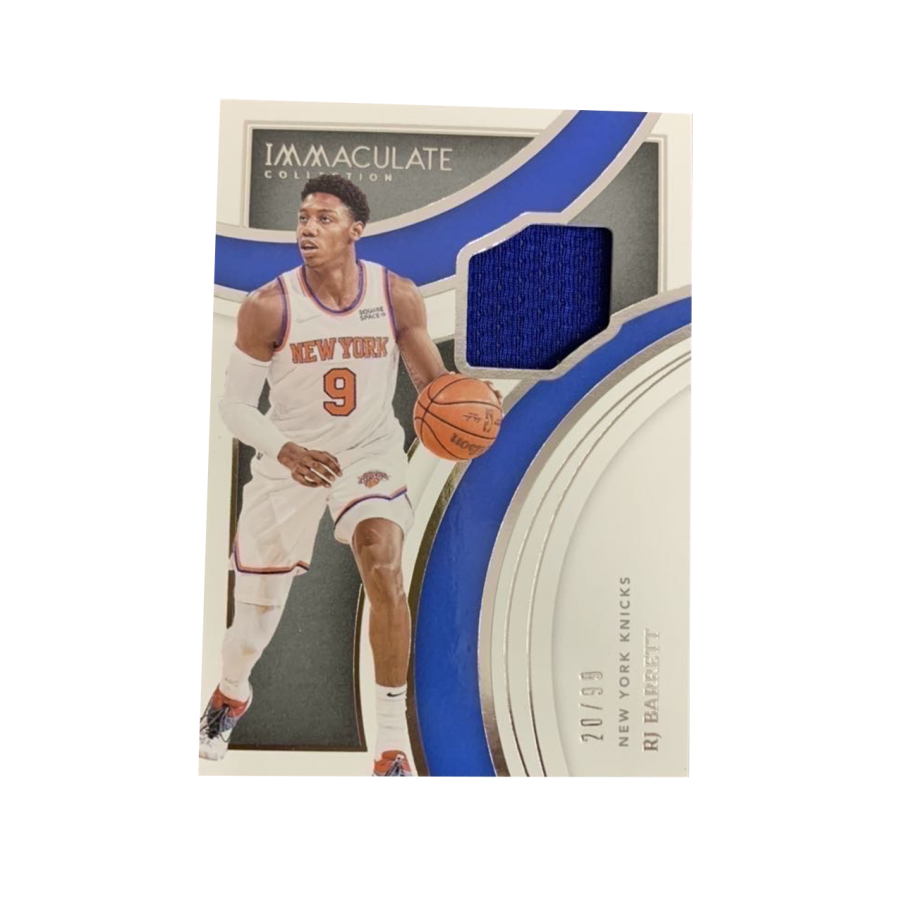 PANINI RJ Barrett 2021 22 Imm GU Match Issued Jersey, Knicks 20/99, Basketball Card, Card Access Included Sports Cards
