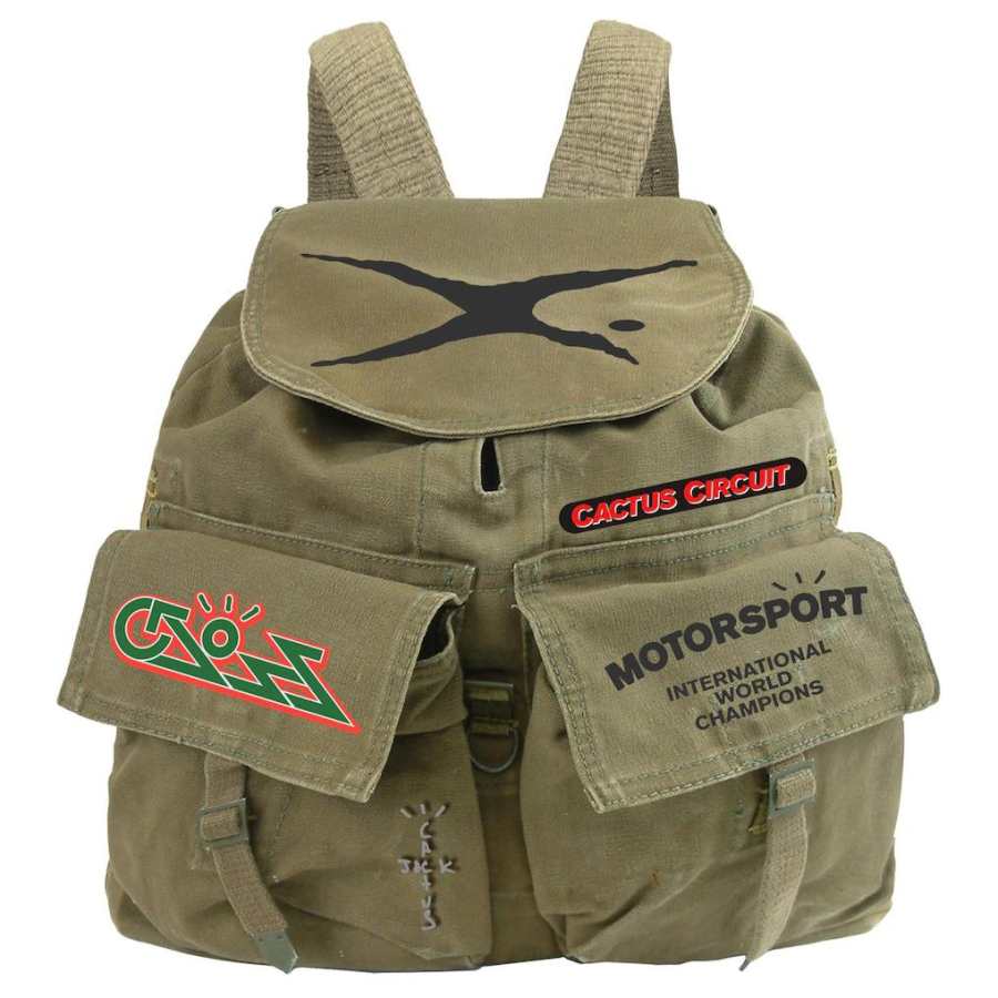 Travis Scott Canvas Backpack Regular Unisex Olive Green