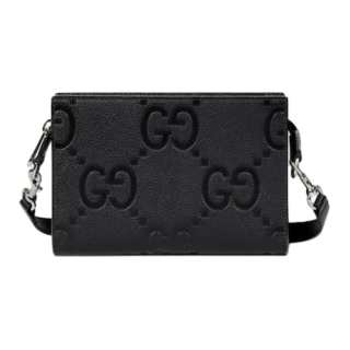 GUCCI Jumbo GG Leather Handbag, Shoulder Bag Mini Men's Black