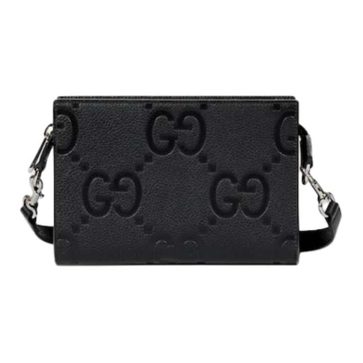GUCCI GUCCI Jumbo GG Leather Handbag, Shoulder Bag Mini Men's Black
