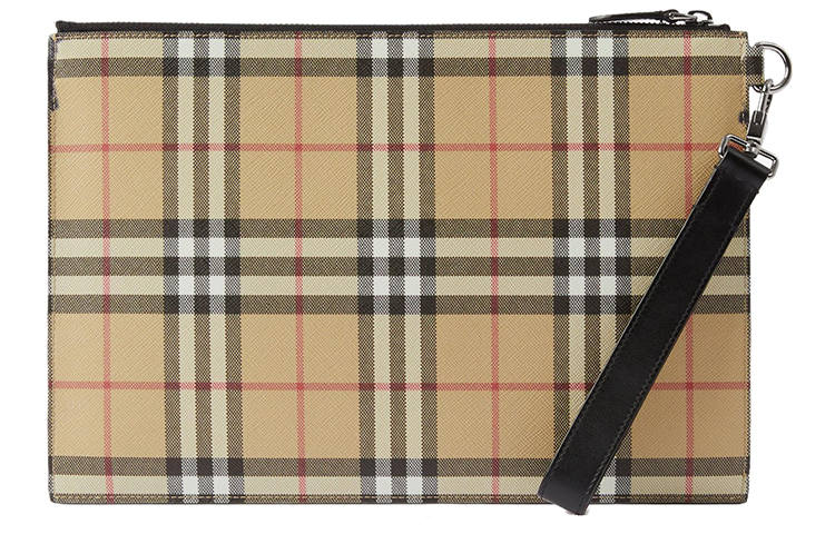 Burberry VINTAGE Artificial Leather With Cotton Clutch Storage Bag Men's Archive Beige