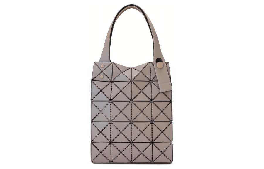 ISSEY MIYAKE Lucent Boxy Polyvinyl Chloride Resin Tote Bag, Shopping Bag, Shoulder Bag, Handbag Mini Women's Gray Beige
