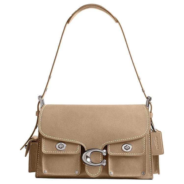 COACH CargoSoft Tabby Grain Leather Biker Bag Shoulder Bag, Handbag Medium Women's Khaki