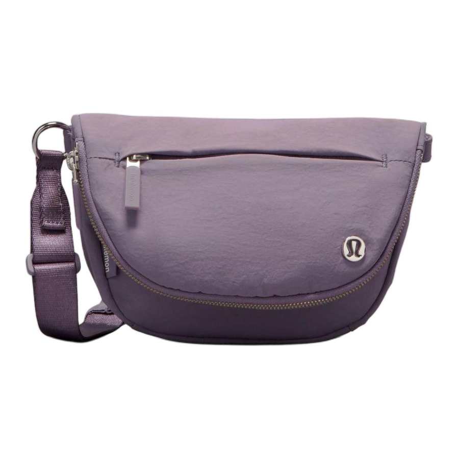 Lululemon Nylon Shoulder Bag, Crossbody Bag Unisex Purple Gray