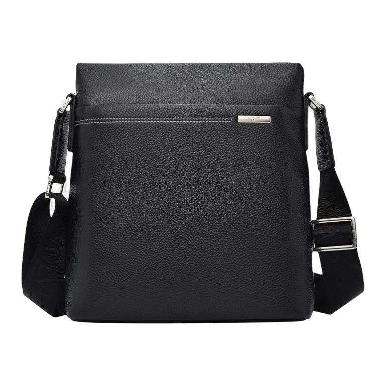SEPTWOLVES Cow Leather Shoulder Bag, Crossbody Bag Small Men's Black