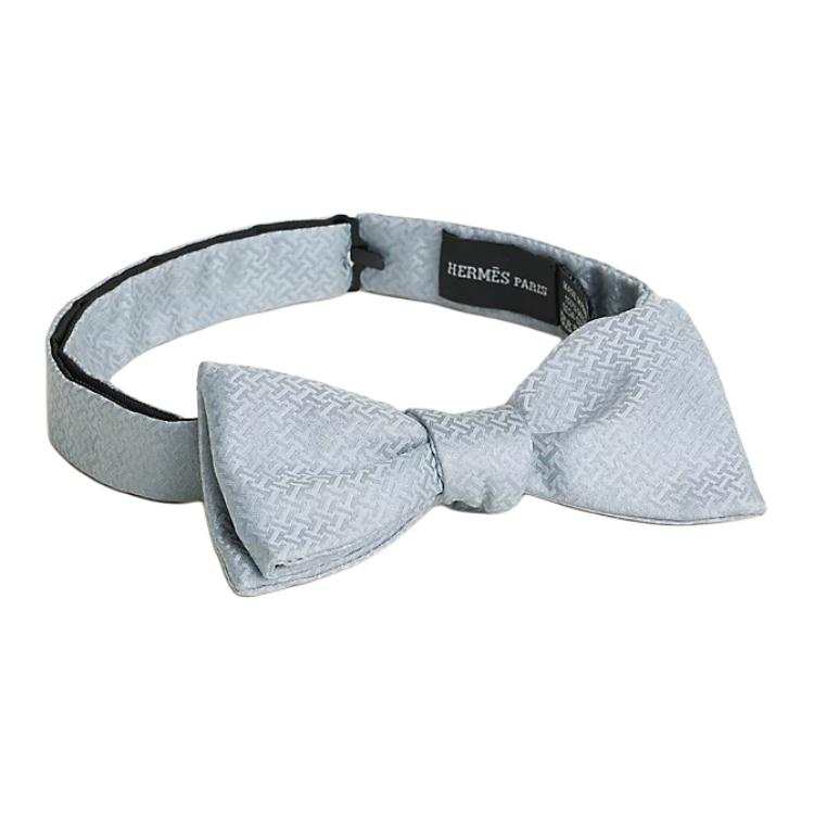 HERMES HERMES Faconnee Upside Down Silk Bow Ties Men's Blue