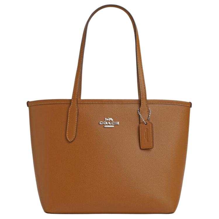 COACH City Cow Split Leather Tote Bag, Shopping Bag, Handbag, Shoulder Bag Medium Women's Brown