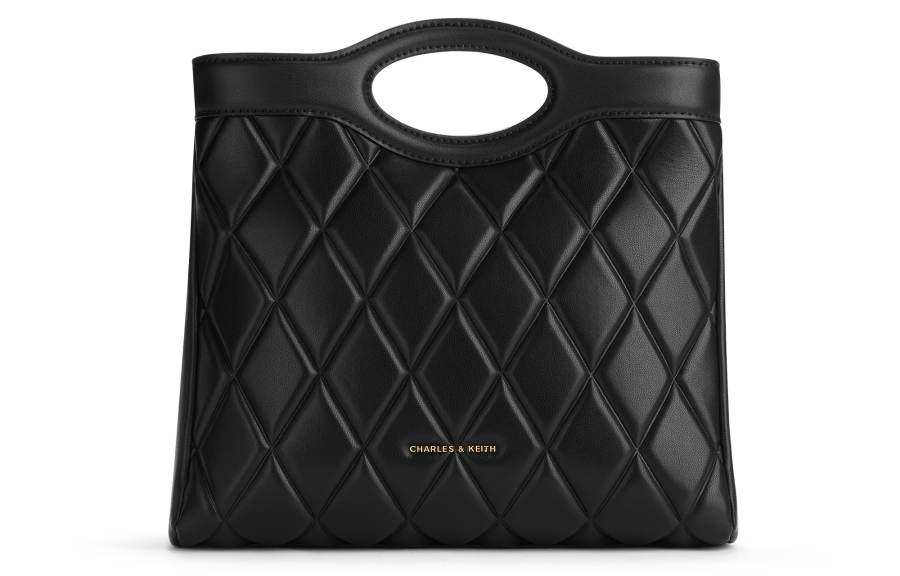 CHARLES&KEITH Pu One Shoulder Handbag Medium Women's Noir Black/MULTI Beige/Black