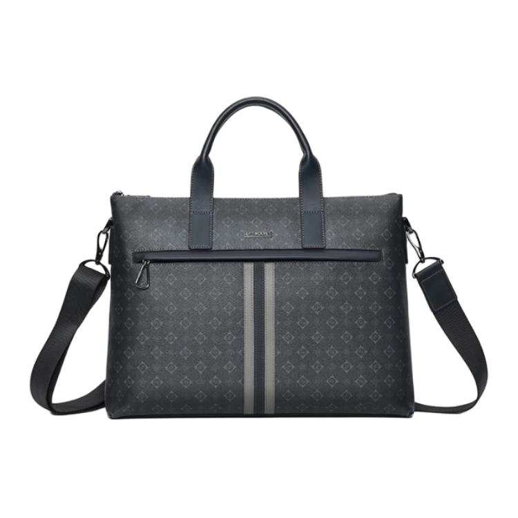 SEPTWOLVES Artificial Leather With Cow Leather Shoulder Bag, Crossbody Bag, Handbag Large Men's Black