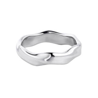 FOREVER MELODY Titanium Steel Rings Men's Silver