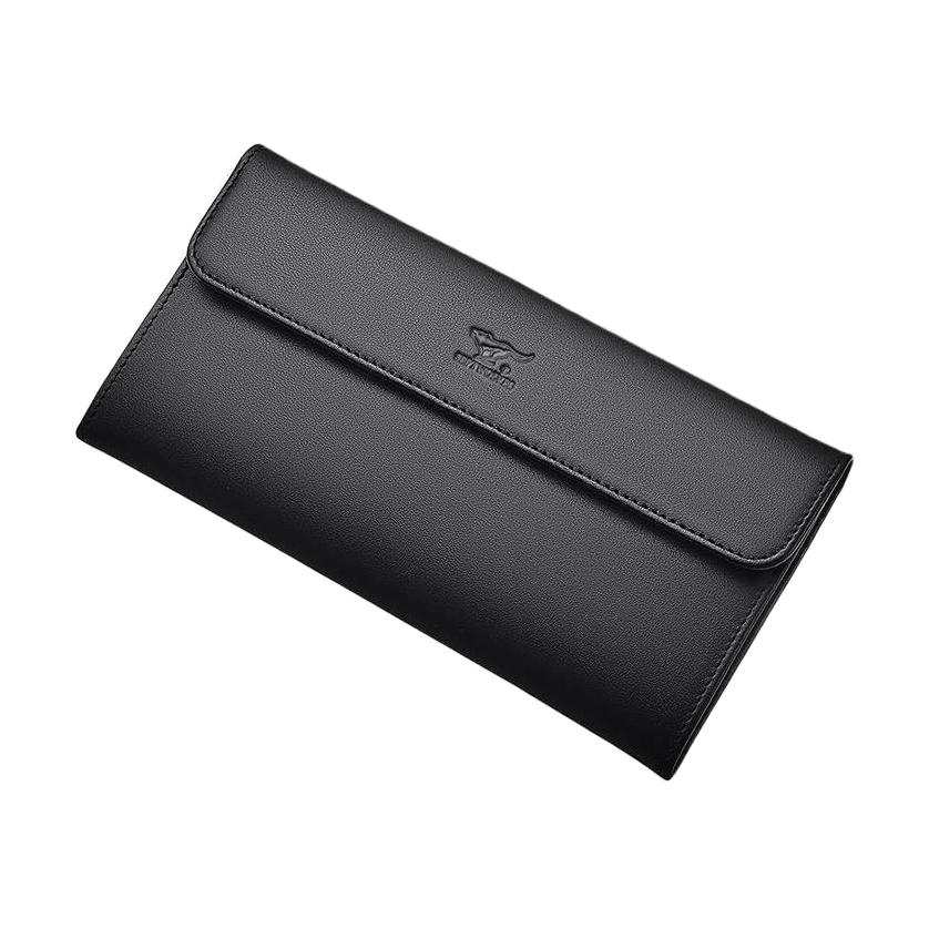 SEPTWOLVES SEPTWOLVES Top Grain Cow Leather With Textile Wallet Regular Men's Black