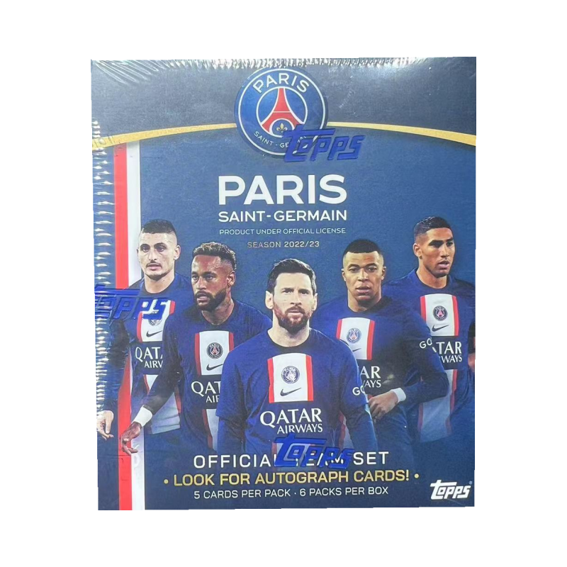 Topps 2022 23 Paris Saint Germain Paris Club Official Team Box, Soccer Player Cards Sports Cards Full Box