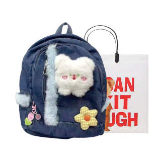 Worm's Home Denim Backpack Regular Women's Blue