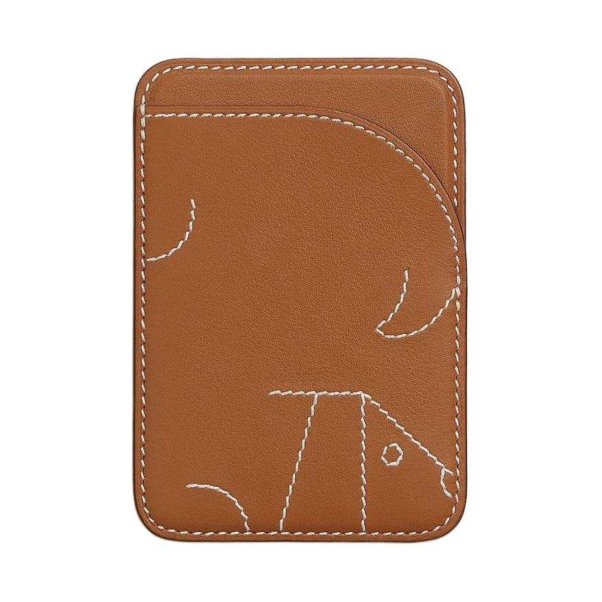 HERMES Swift Leather Card Holder Women's 37 Gold Brown