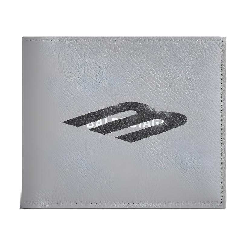 Balenciaga Cash Grained Calfskin Wallet Men's Gray