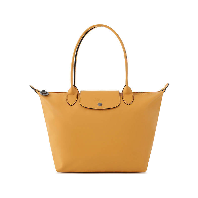 LONGCHAMP Le Pliage Xtra Cow Leather Handbag, Shoulder Bag Medium Women's Almond Yellow