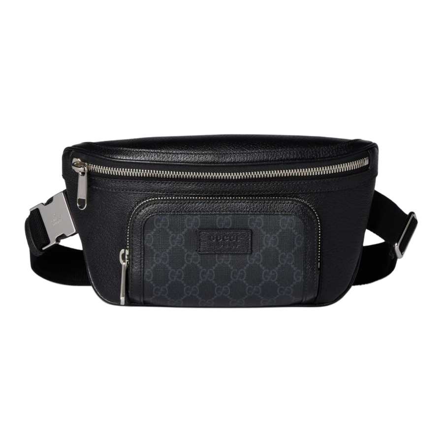 GUCCI GG Supreme Canvas With Leather Fanny Pack Small Men's Black