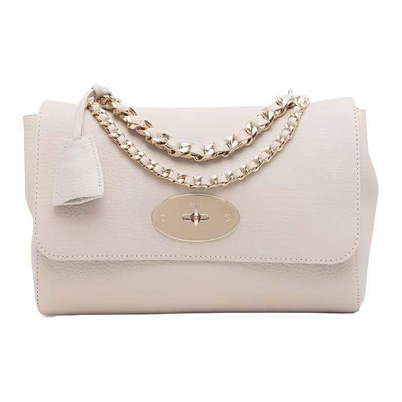 Mulberry Lily Leather Handbag, Shoulder Bag Women's Beige