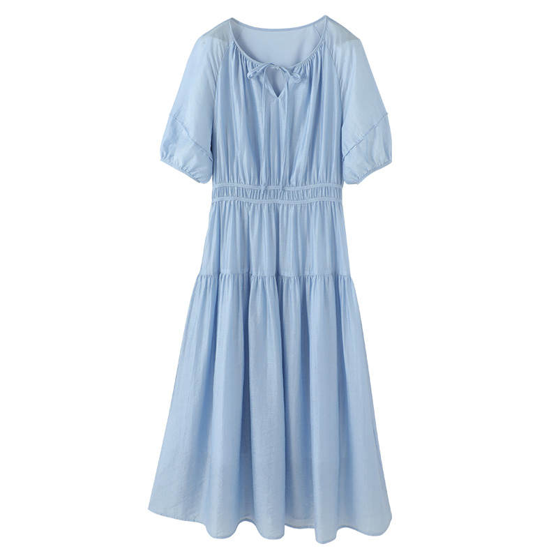 XIANGYING Short Sleeved Dress Women's Blue