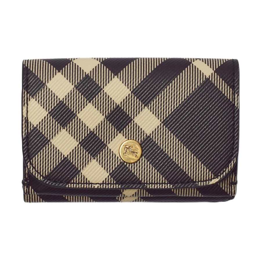 Burberry Pu Wallet Men's Black & Printed Fabric