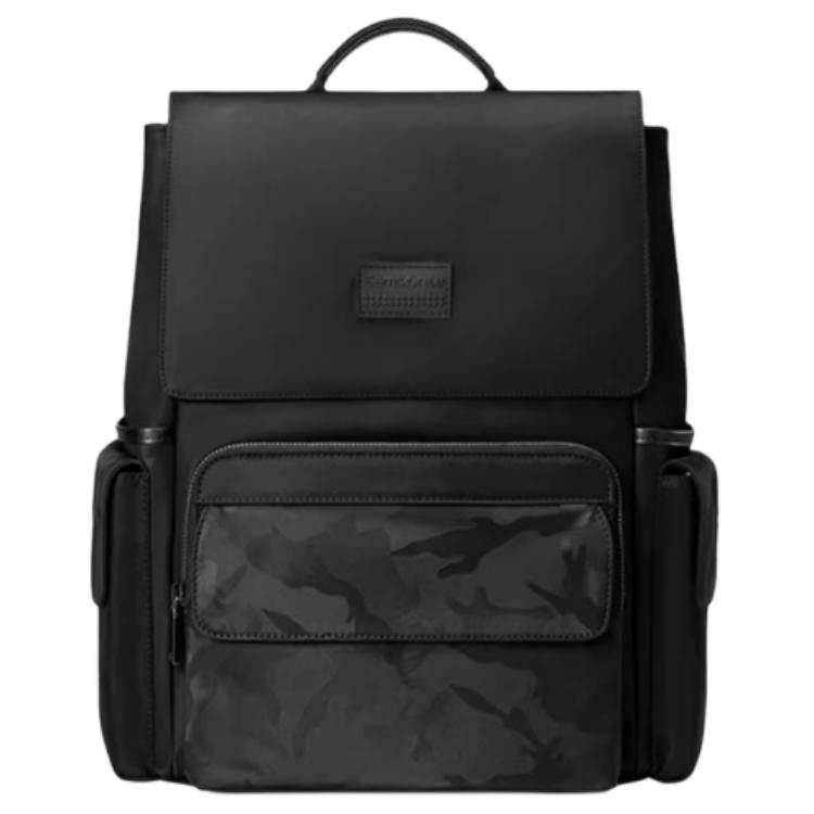 Samsonite SAMSONITE Fabric With Microfiber Synthetic Leather And Cow Leather Backpack Men's Black