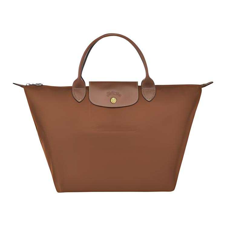 LONGCHAMP Le Pliage Club Leather Handbag Medium Women's Cognac